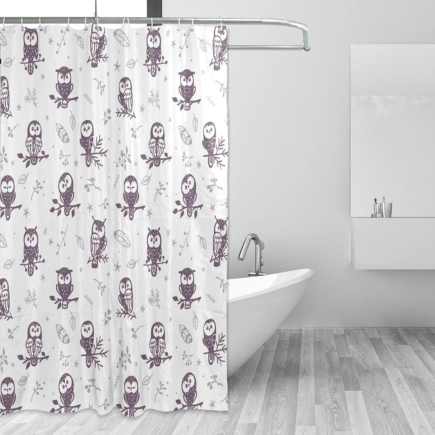 Cute Owl Shower Curtain Modern Home Bathroom Hotel Spa Decorations Waterproof Fabric