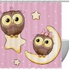 Cute Owl With Stars And Moon Waterproof Bath Curtain