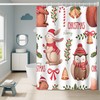 Cute Owl Xmas Animals Bells Green Leaves Shower Curtain for Merry Christmas Bathroom Decor