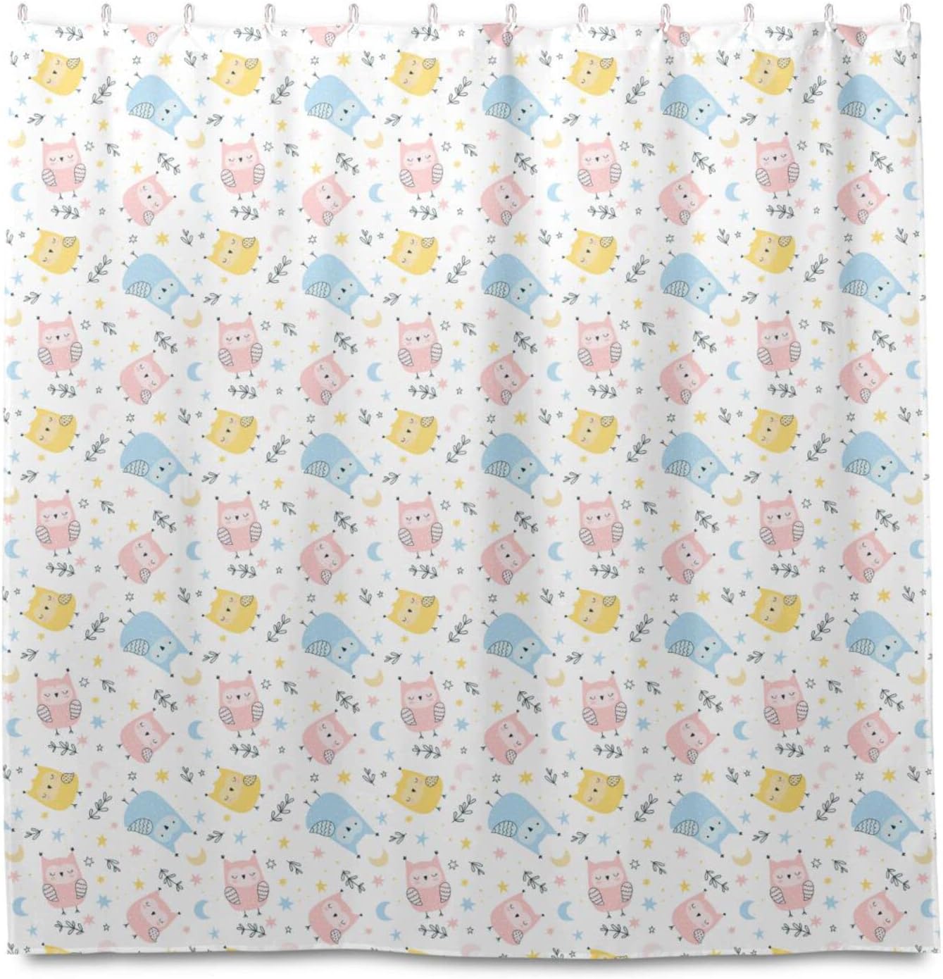 Cute Owls Pattern Shower Curtain Modern Home Bathroom Hotel Spa Decorations Waterproof Fabric