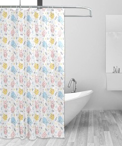 Cute Owls Pattern Shower Curtain Modern Home Bathroom Hotel Spa Decorations Waterproof Fabric