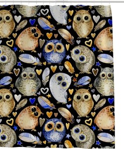 Cute Owls and Hearts Shower Curtain for Children's Bathroom, 60x72 - Unique Bathroom Decor