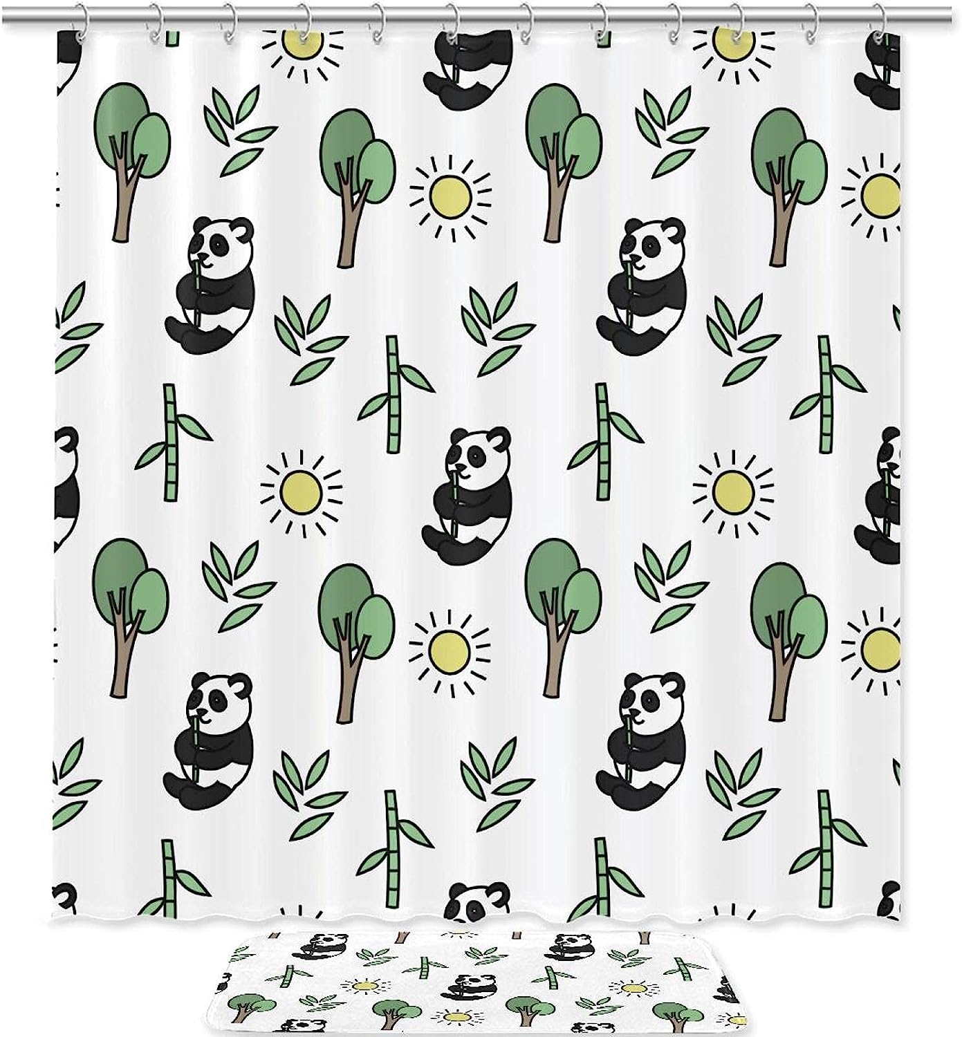 Cute Panda Bamboo Luxury Shower Curtain