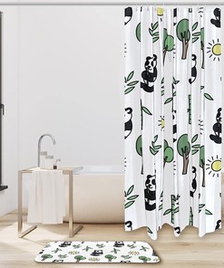 Cute Panda Bamboo Luxury Shower Curtain