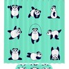 Cute Panda Sports Set in Different Poses, Waterproof Shower Curtain 
