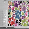 Cute Pawprints Cartoon Dog And Cat Shower Curtain - Lovely Animal Prints Bath Curtain For Kids And Baby Bathroom Decor