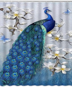 Cute Peacock Feathers Shower Curtain for Kids Bathroom - Colorful Design