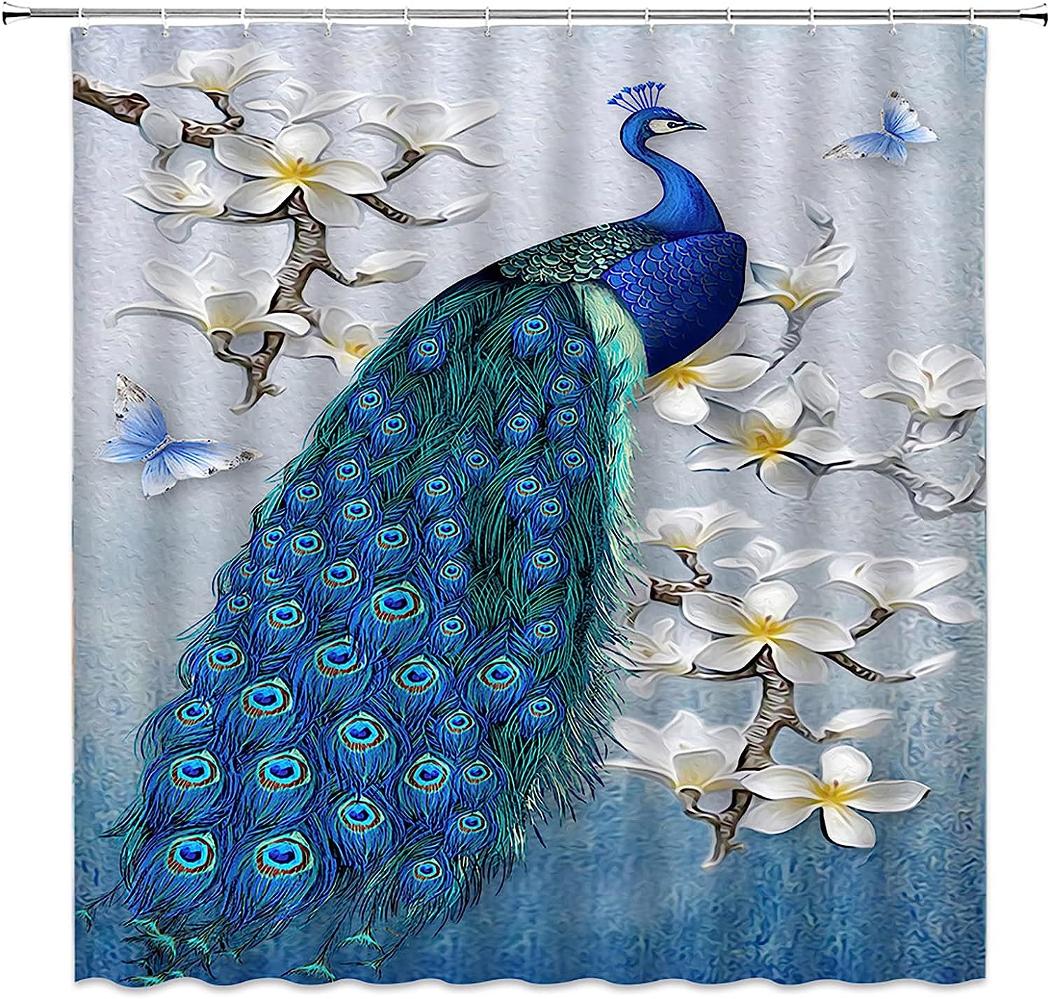 Cute Peacock Feathers Shower Curtain for Kids Bathroom - Colorful Design