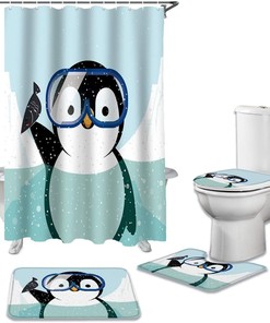 Cute Penguin Animal Pattern Kids Bathroom Shower Curtain