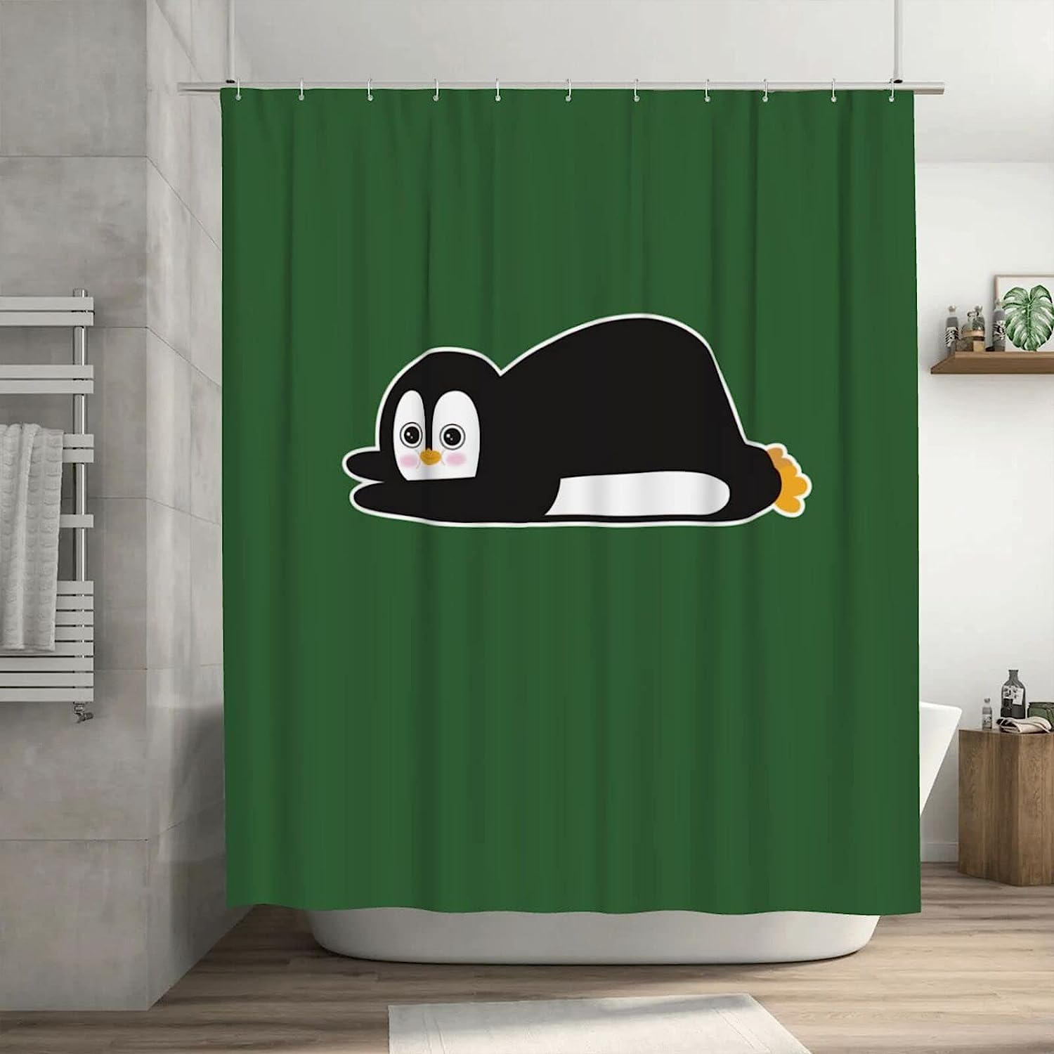 Cute Penguin Cartoon Shower Curtain for a Charming Bathroom