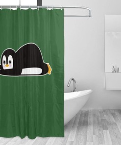 Cute Penguin Cartoon Shower Curtain for a Charming Bathroom