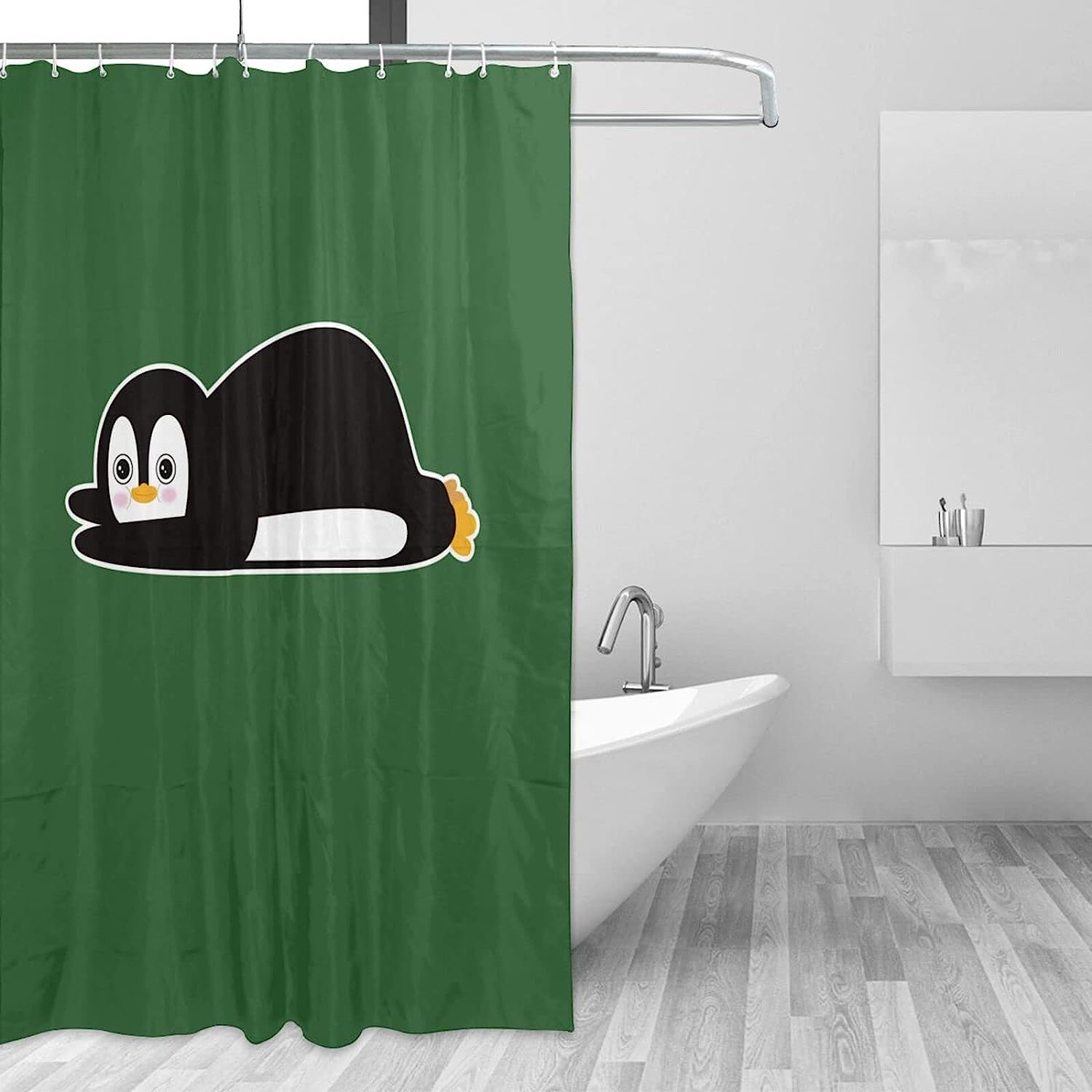 Cute Penguin Cartoon Shower Curtain for a Charming Bathroom