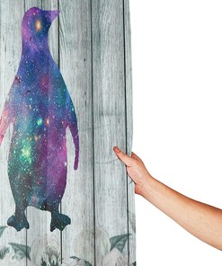 Cute Penguin Galaxy Kids Bathroom Shower Curtain for a Fun and Playful Bathroom