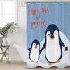 Cute Penguin I Love Mom Mother's Day Shower Curtain - Heartwarming Bathroom Decor
