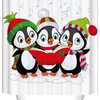 Cute Penguin Print Christmas Shower Curtain For Bathroom Decor