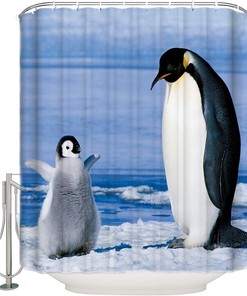 Cute Penguin Print Kids Bathroom Shower Curtain