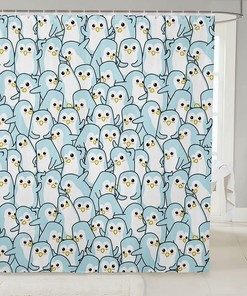 Cute Penguin Shower Curtain for Kid's Bathroom- Waterproof and Funny Animal Bathroom Accessories