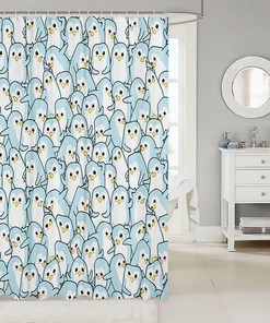Cute Penguin Shower Curtain for Kid's Bathroom- Waterproof and Funny Animal Bathroom Accessories