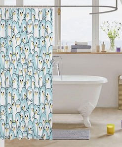 Cute Penguin Shower Curtain for Kid's Bathroom- Waterproof and Funny Animal Bathroom Accessories
