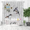 Cute Penguin Shower Curtain with Antarctic Polar Animal and Bath Bubbles for Funny Bathroom Decor 