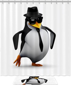 Cute Penguin - Waterproof Shower Curtain For Your Bathroom