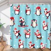 Cute Penguin Winter Animal Print Shower Curtain for Bathroom Fabric Home Decor 