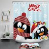 Cute Penguins And Santa Hat Snowflake Shower Curtain - Waterproof Fabric Bathroom Decor
