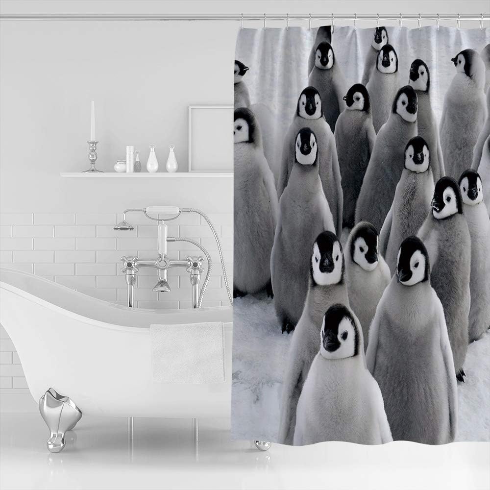 Cute Penguins Fun Art Shower Curtain For Kids Bathroom - Image 2