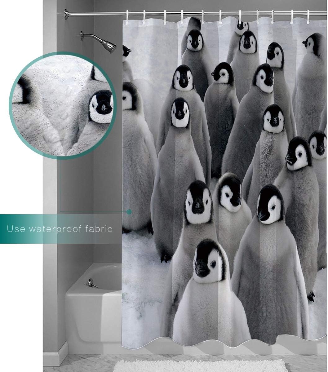Cute Penguins Fun Art Shower Curtain For Kids Bathroom - Image 3
