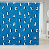 Cute Penguins Kids Shower Curtain with Snowflakes Dots Cartoon Blue Dreamy Curtains