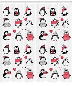 Cute Penguins Merry Xmas Winter Shower Curtain Set 