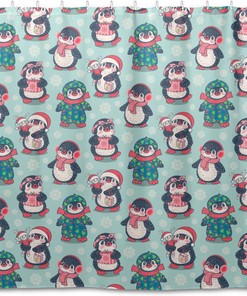 Cute Penguins Shower Curtain Modern Home Bathroom Hotel Spa Decorations Waterproof Fabric