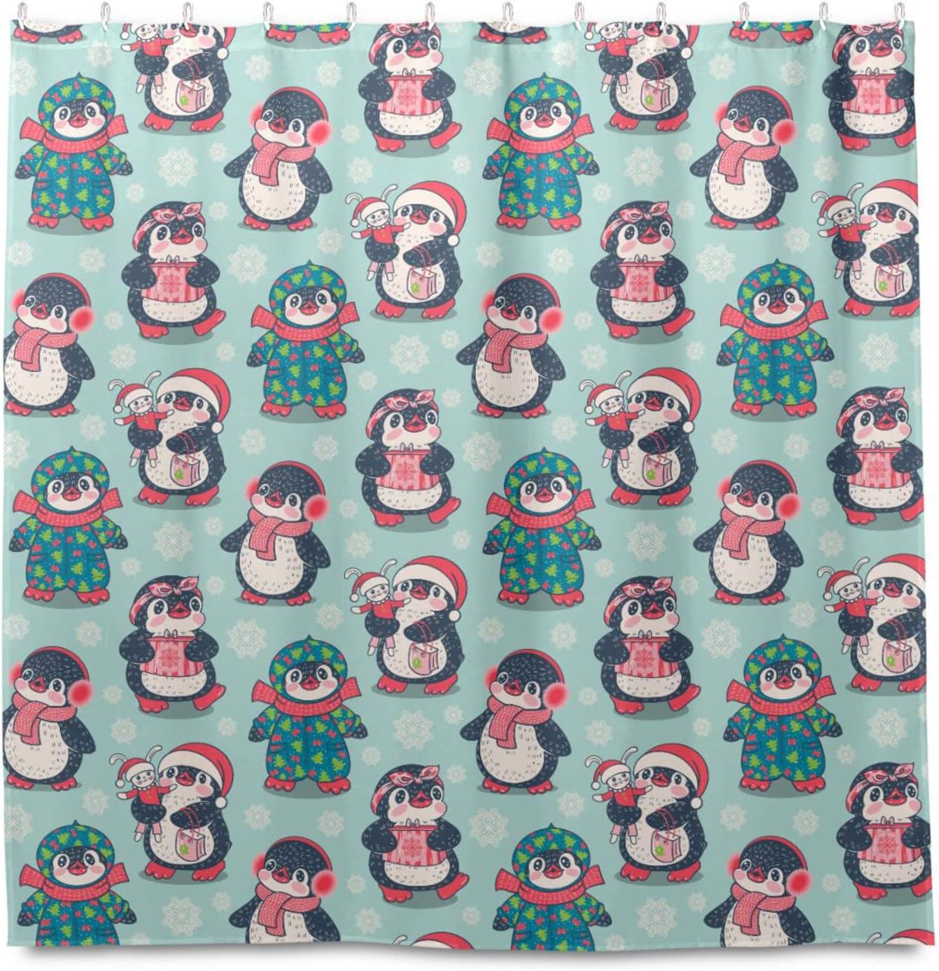 Cute Penguins Shower Curtain Modern Home Bathroom Hotel Spa Decorations Waterproof Fabric