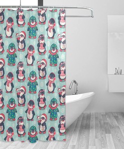 Cute Penguins Shower Curtain Modern Home Bathroom Hotel Spa Decorations Waterproof Fabric