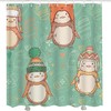 Cute Penguins Wearing Funny Hats Green Cartoon Penguin Shower Curtain for Bathroom Decor 