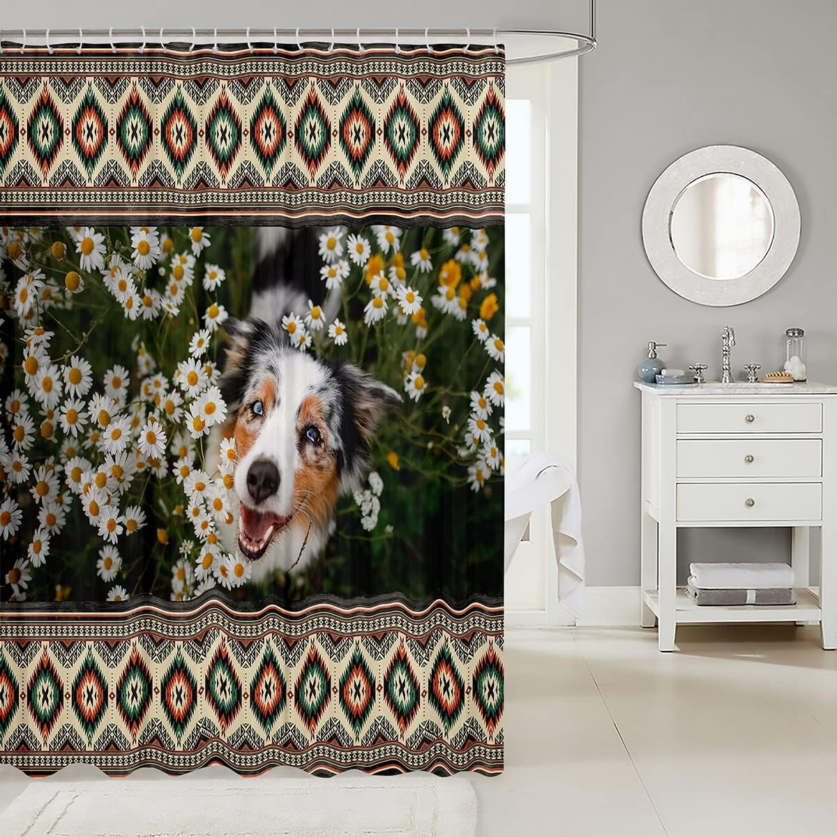 Cute Pet Animal 3D Dog Kids Shower Curtain for Fun Bathroom Decor
