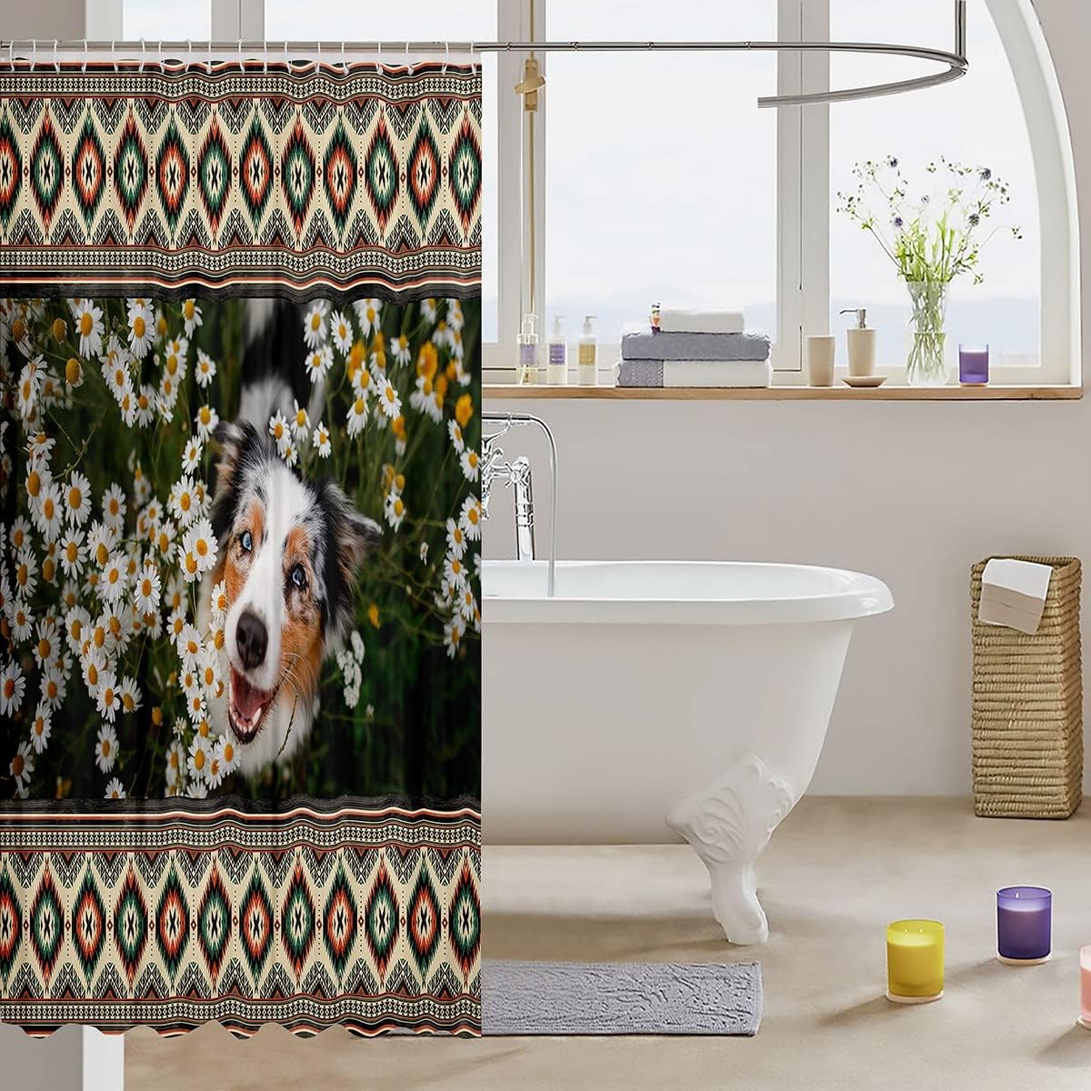 Cute Pet Animal 3D Dog Kids Shower Curtain for Fun Bathroom Decor