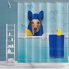 Cute Pet Animal Funny Dog Shower Curtain Blue Bath Towel Yellow Duck Bath Tub Bathroom Decor