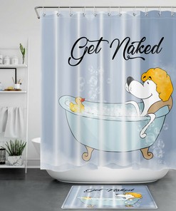 Cute Pet Dog Print Shower Curtain For Relaxing Bubble Baths
