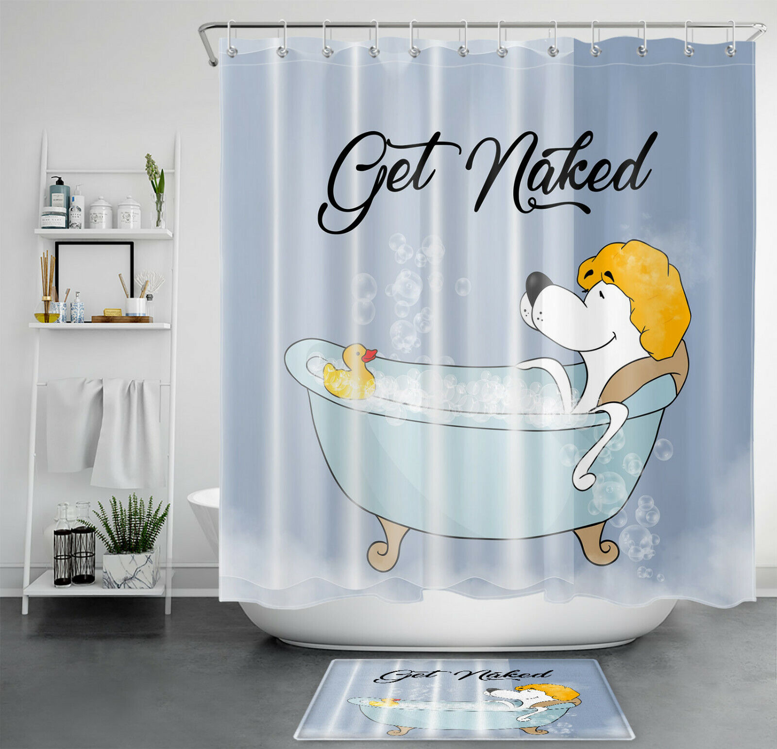 Cute Pet Dog Print Shower Curtain For Relaxing Bubble Baths