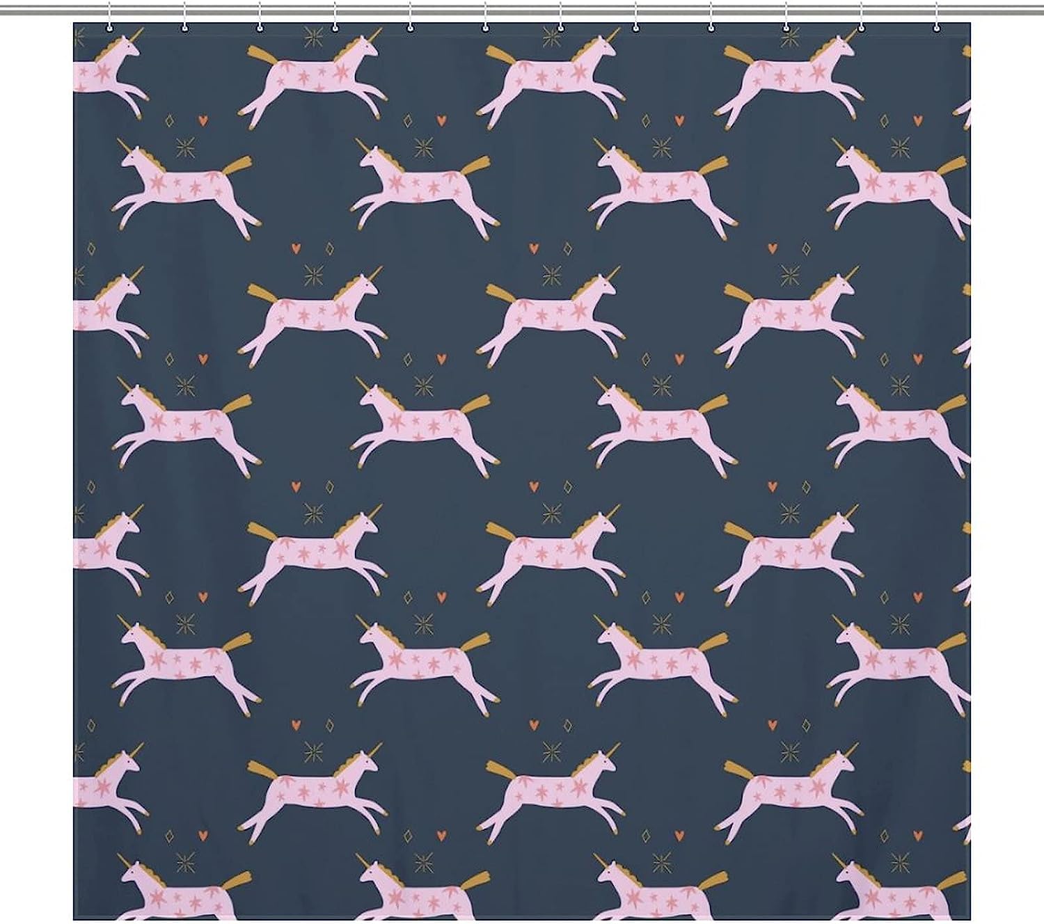 Cute Pink Boho Little Unicorn Fabric Shower Curtain for Magical Bathroom Decor