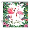 Cute Pink Flamingo Fabric Shower Curtain with Waterproof Material for Bathroom Decor