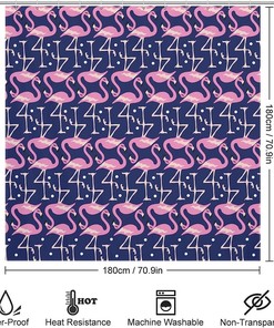 Cute Pink Flamingo Waterproof Bath Curtain for your Personalized Bathroom Decoration