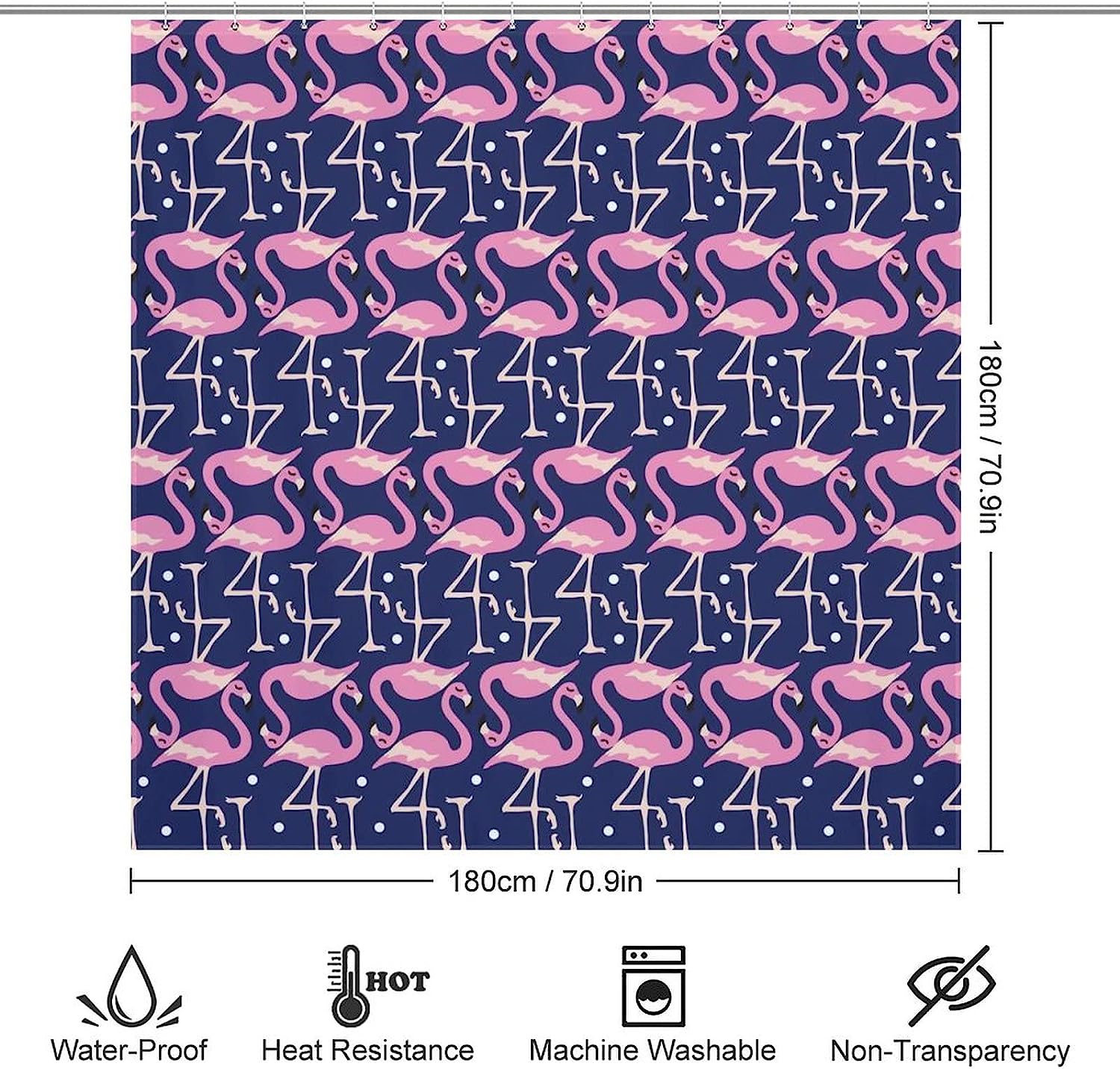 Cute Pink Flamingo Waterproof Bath Curtain for your Personalized Bathroom Decoration