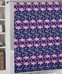 Cute Pink Flamingo Waterproof Bath Curtain for your Personalized Bathroom Decoration