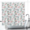 Cute Pink Flamingo and Tropical Palm Leaves Shower Curtain for Fun Kid's Bathroom