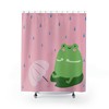 Cute Pink Froggy Shower Curtain for Kids Bathroom Decor