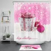 Cute Pink Gift Case Snowflakes Merry Christmas Waterproof Fabric Shower Curtain for Bathroom Decor