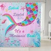 Cute Pink Glitter Mermaid Shower Curtain for Kids Bathroom with Rainbow Accessories