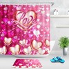 Cute Pink Heart Balloons and Arrow Shower Curtain for Bathroom Decor